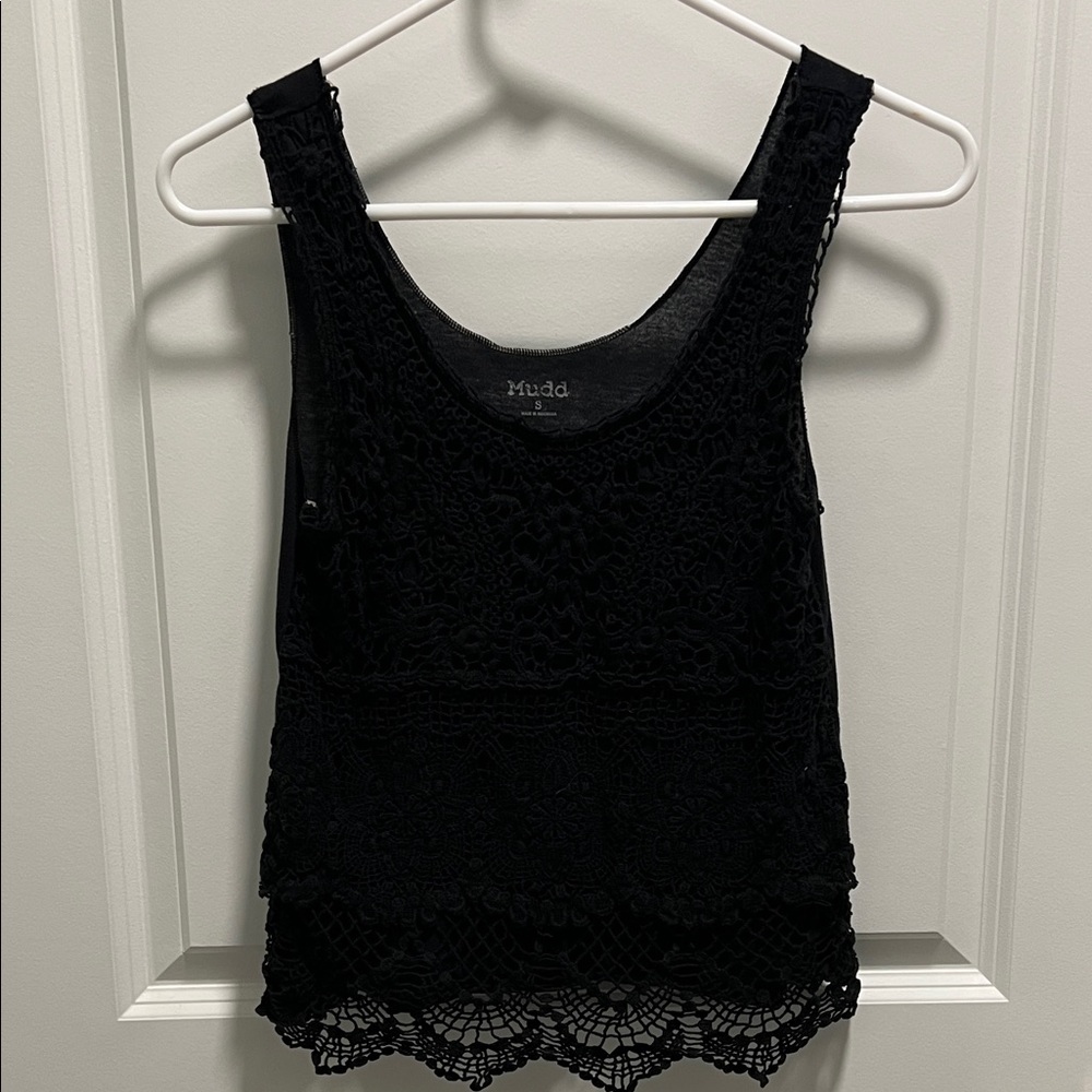 Mudd Black Crochet Tank Top